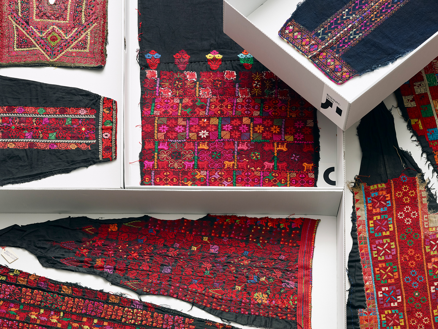 Embroidered garments from the Negev region in the Bedouin collection of the Ethnographic Museum, date unknown.